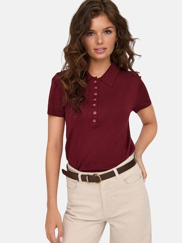 Maglietta 'ONLY ONLCATHERINE SS POLO NECK EX KNT POLO' di ONLY in rosso: frontale