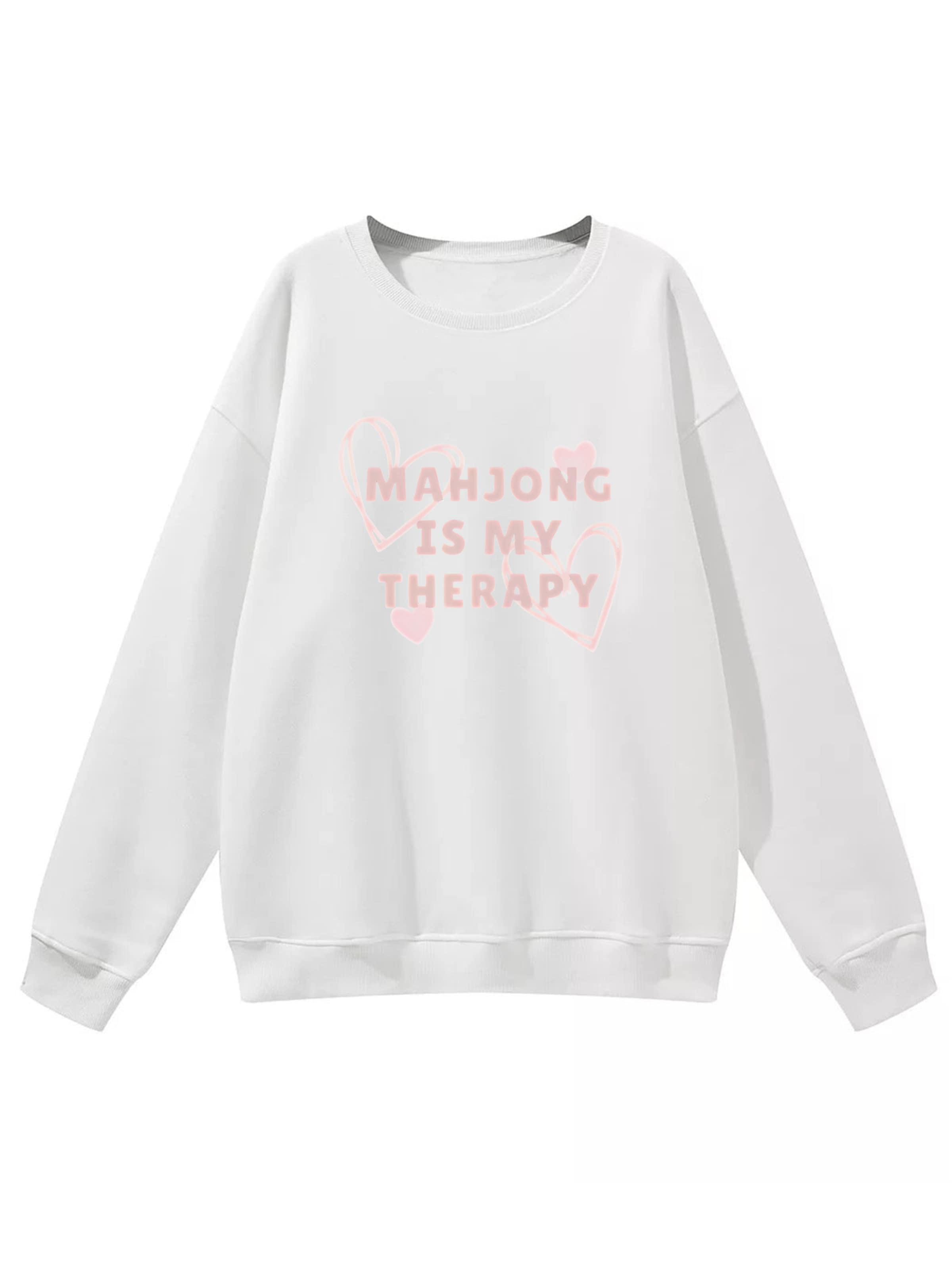 GORHEY - Sudadera 'Women's Crew Neck Sweatshirt with Sweet Love Print, Loose Long Sleeve Fleece Pullover' en blanco