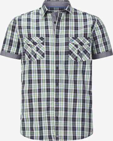 Jan Vanderstorm Comfort fit Button Up Shirt ' Owe ' in Blue: front