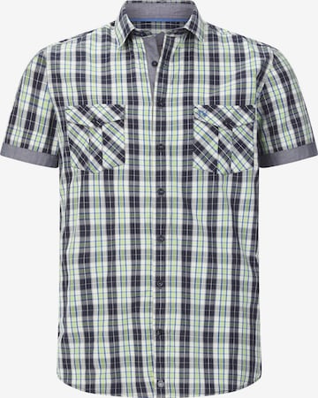 Jan Vanderstorm Comfort fit Button Up Shirt ' Owe ' in Blue: front