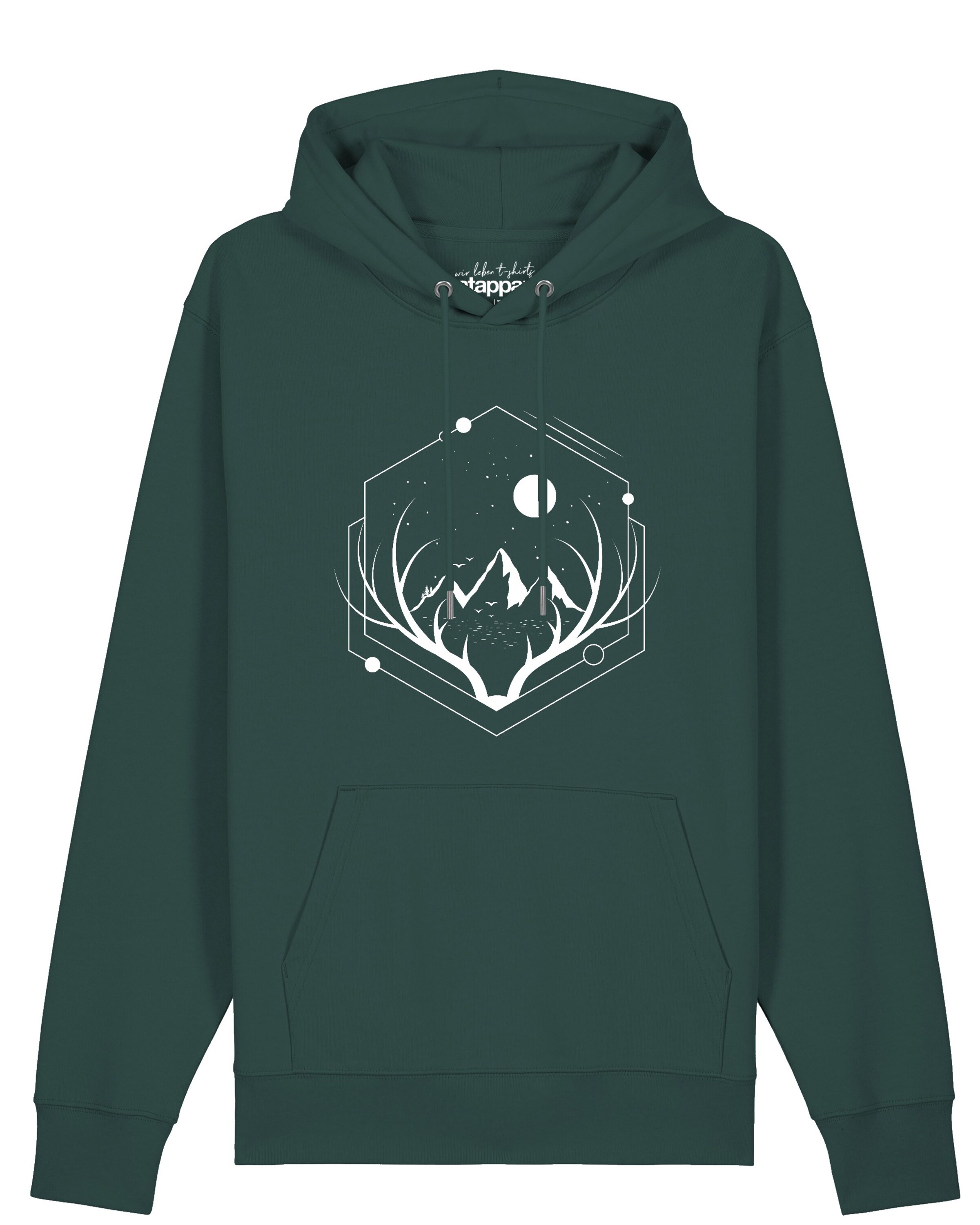 Felpa 'Wanderlust At Night' di Watapparel in verde: frontale