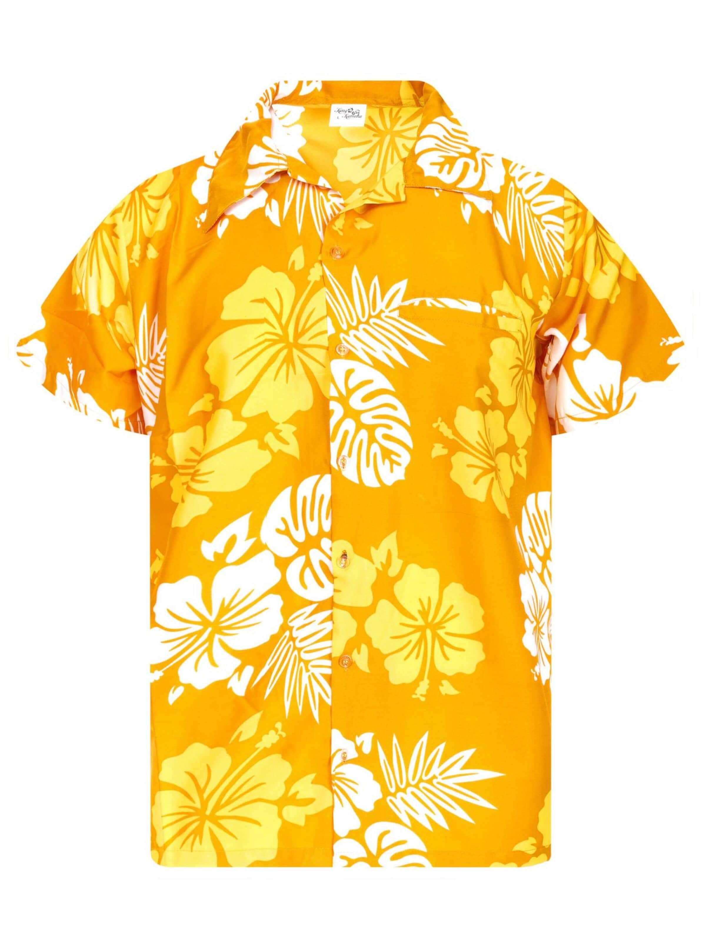 King Kameha Shirt 'Mono Hibiscus'‌‌ in Gelb: Vorderseite