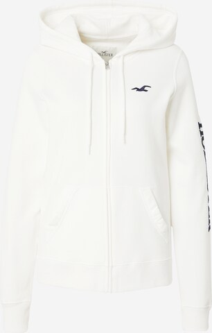 HOLLISTER Zip-Up Hoodie 'TECH' in White: front