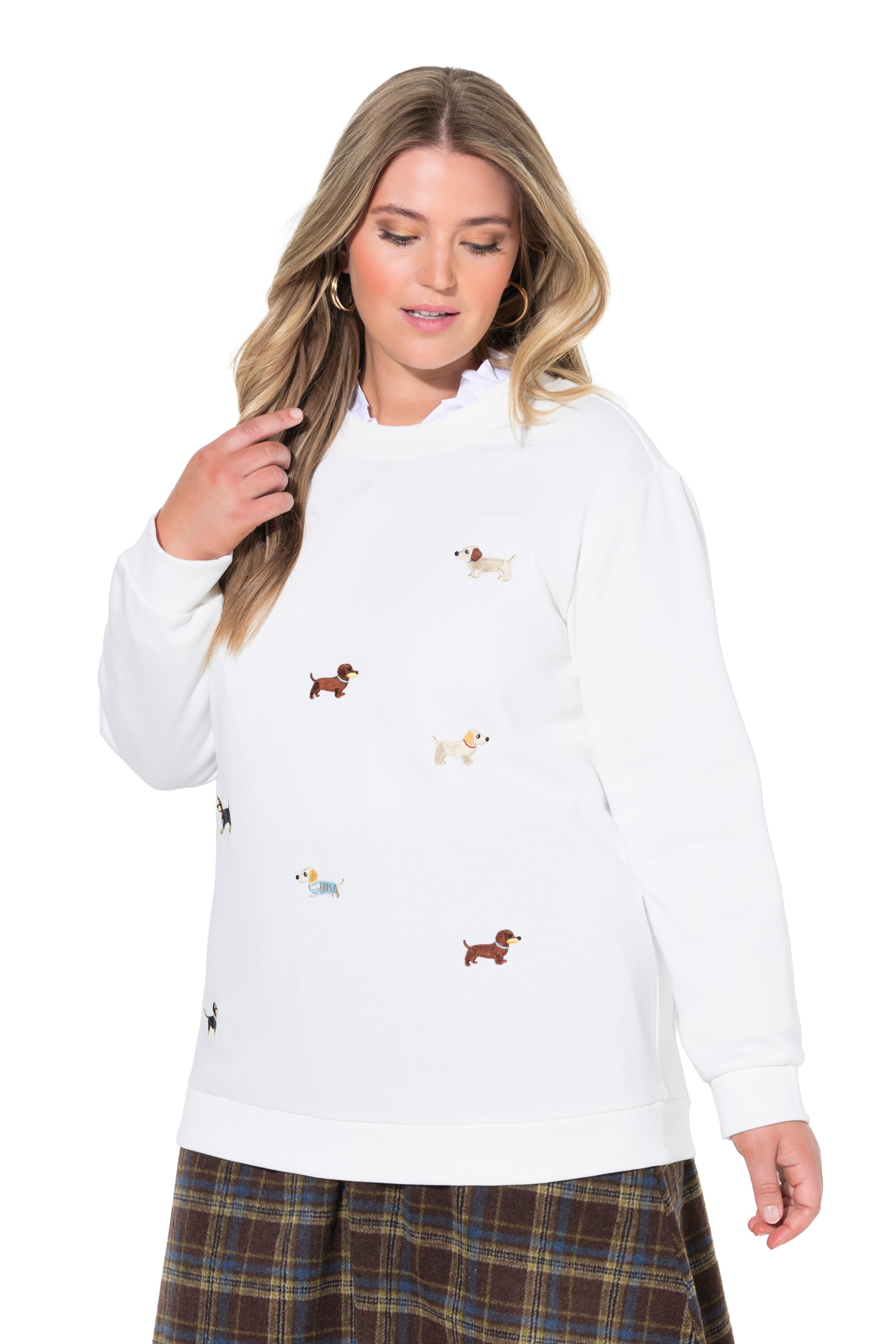 Ulla Popken Sweatshirt in White: front