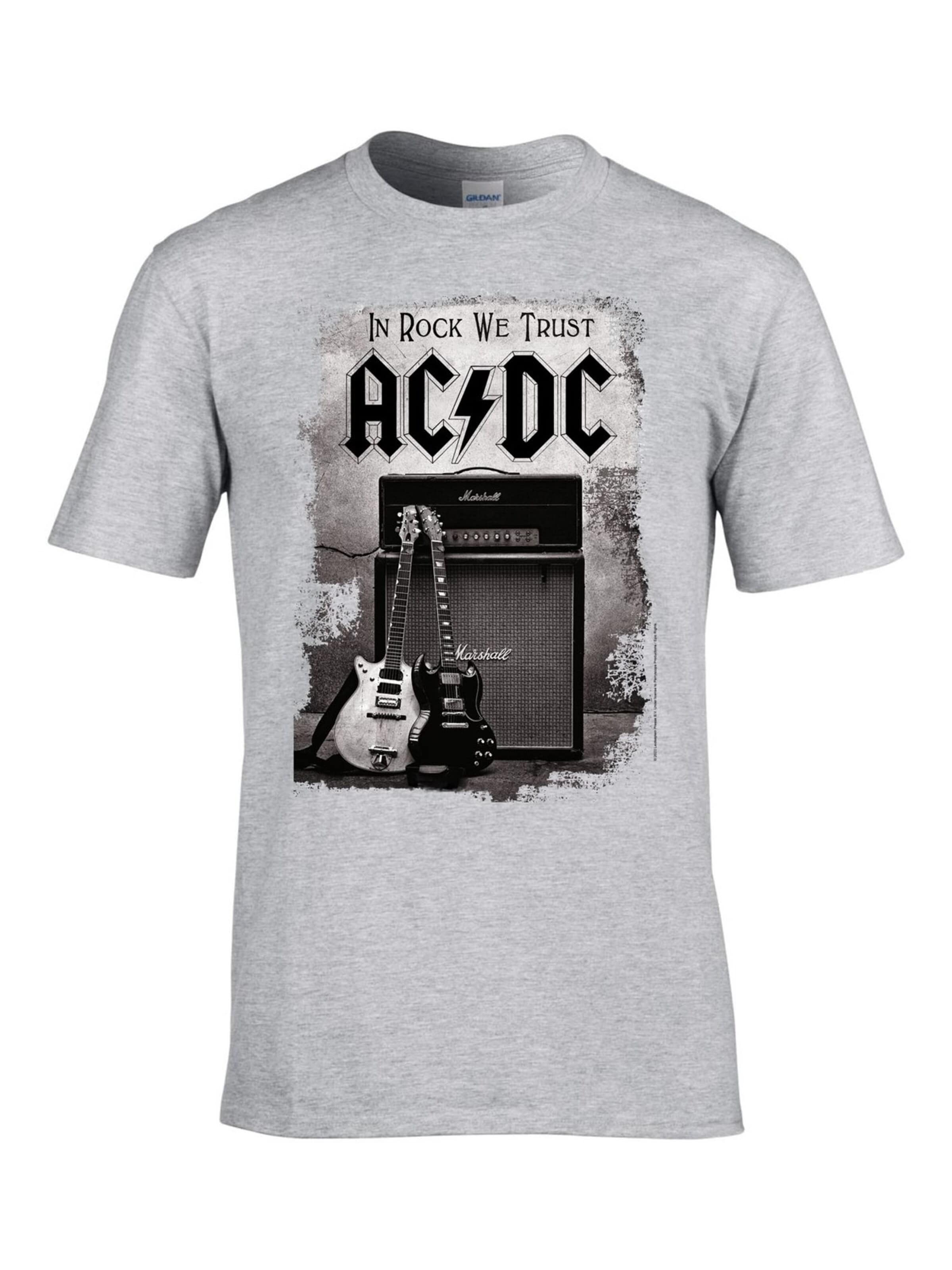 AC/DC Shirt 'AC/DC In rock we trust Grey t-shirt' in Grey: front