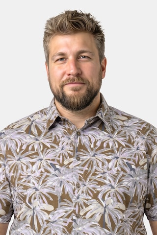 Men Plus Regular fit Overhemd in Bruin