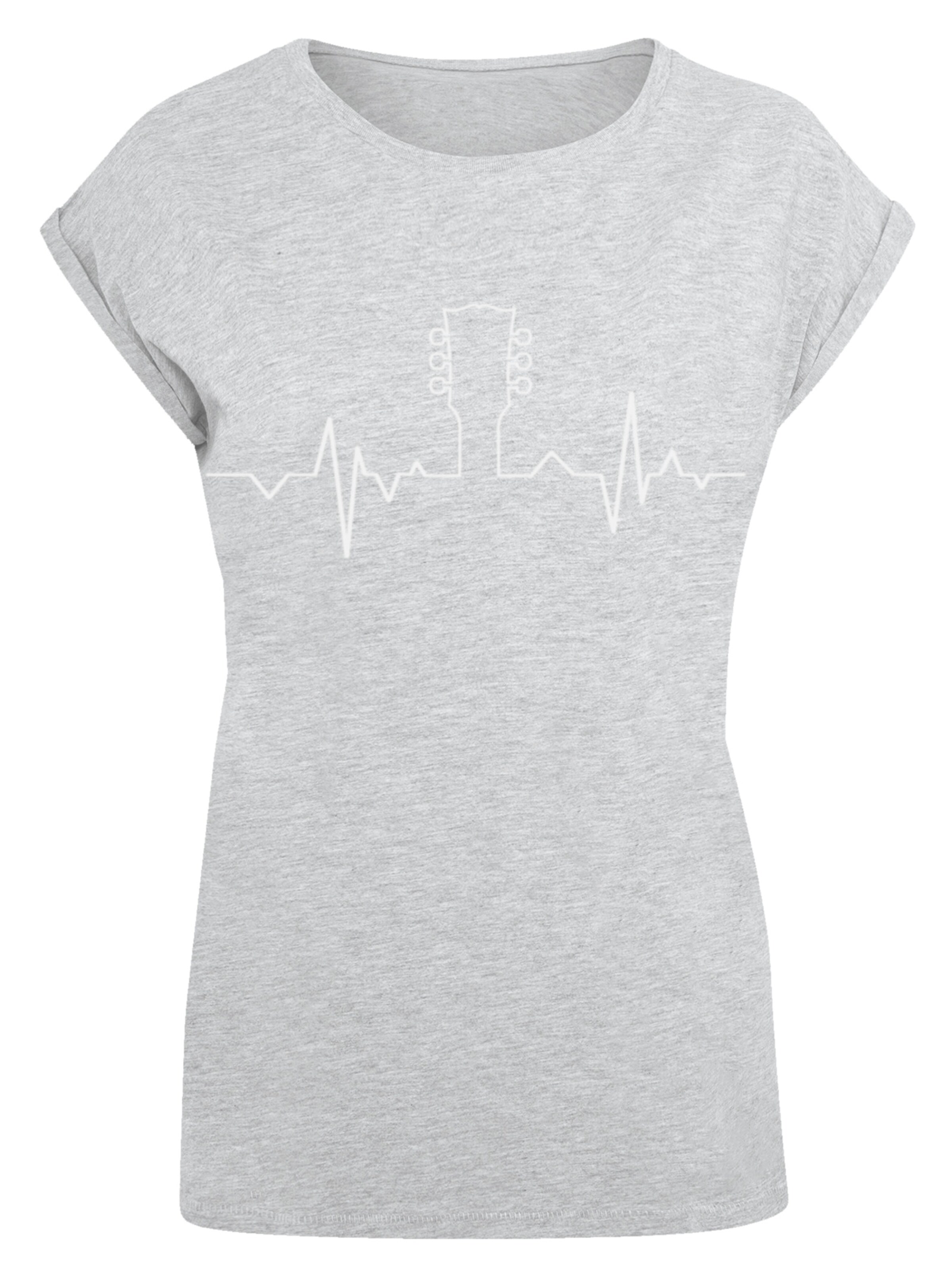 F4NT4STIC T-Shirt 'Gitarre Heartbeat' in Grau: Vorderseite