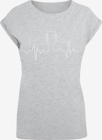 F4NT4STIC T-Shirt 'Gitarre Heartbeat' in Grau: Vorderseite