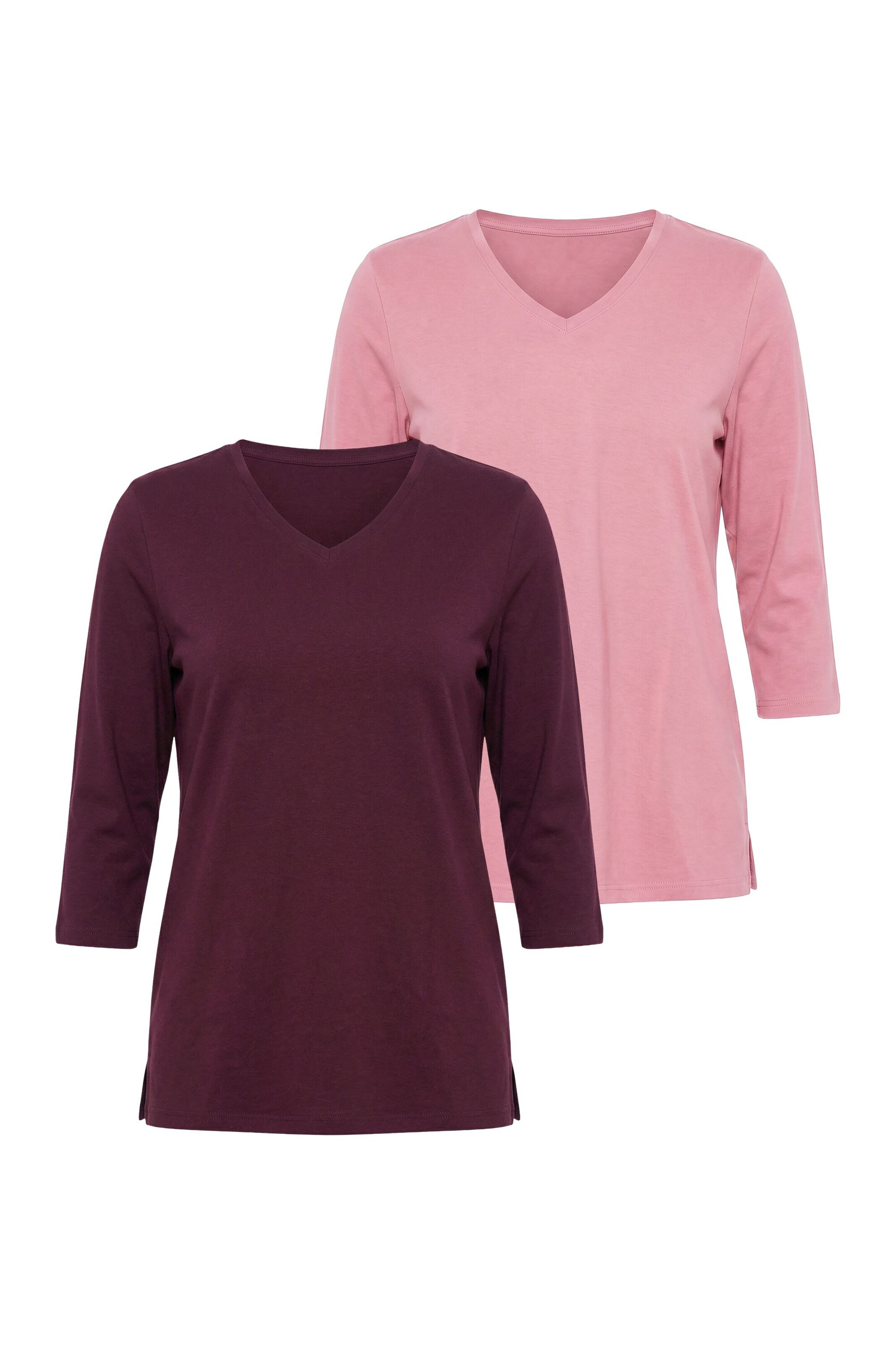 Ulla Popken Shirt in M-L in hellpink / burgunder, Produktansicht