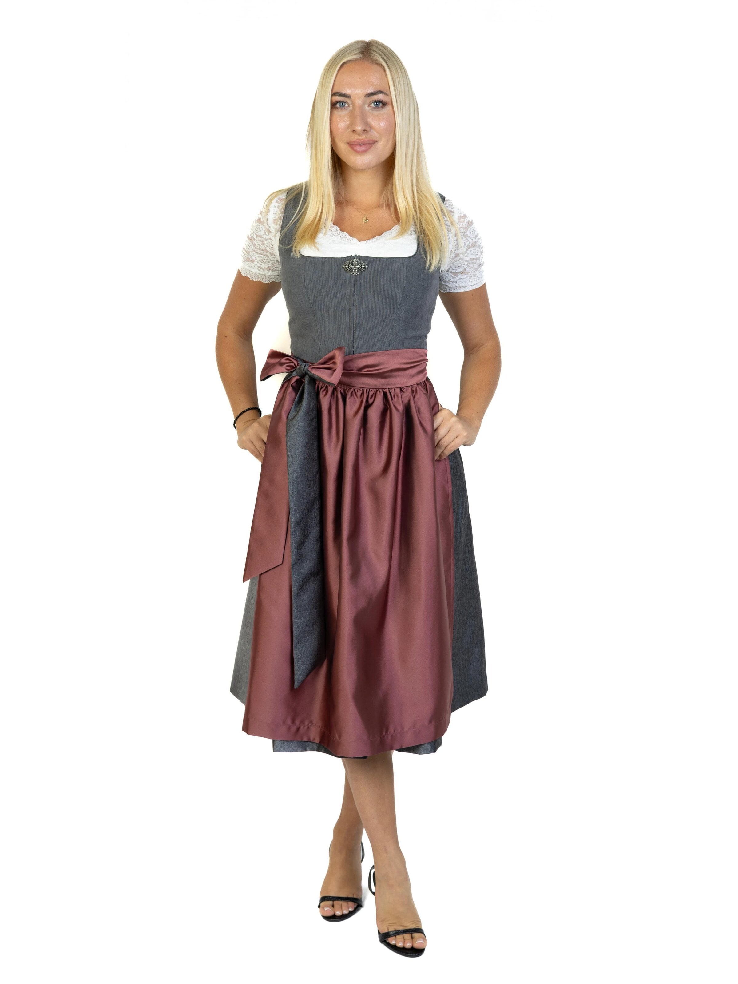 Trachtl Dirndl 'Trachtl Sissi Anthrazit/Rose' in Grey: front