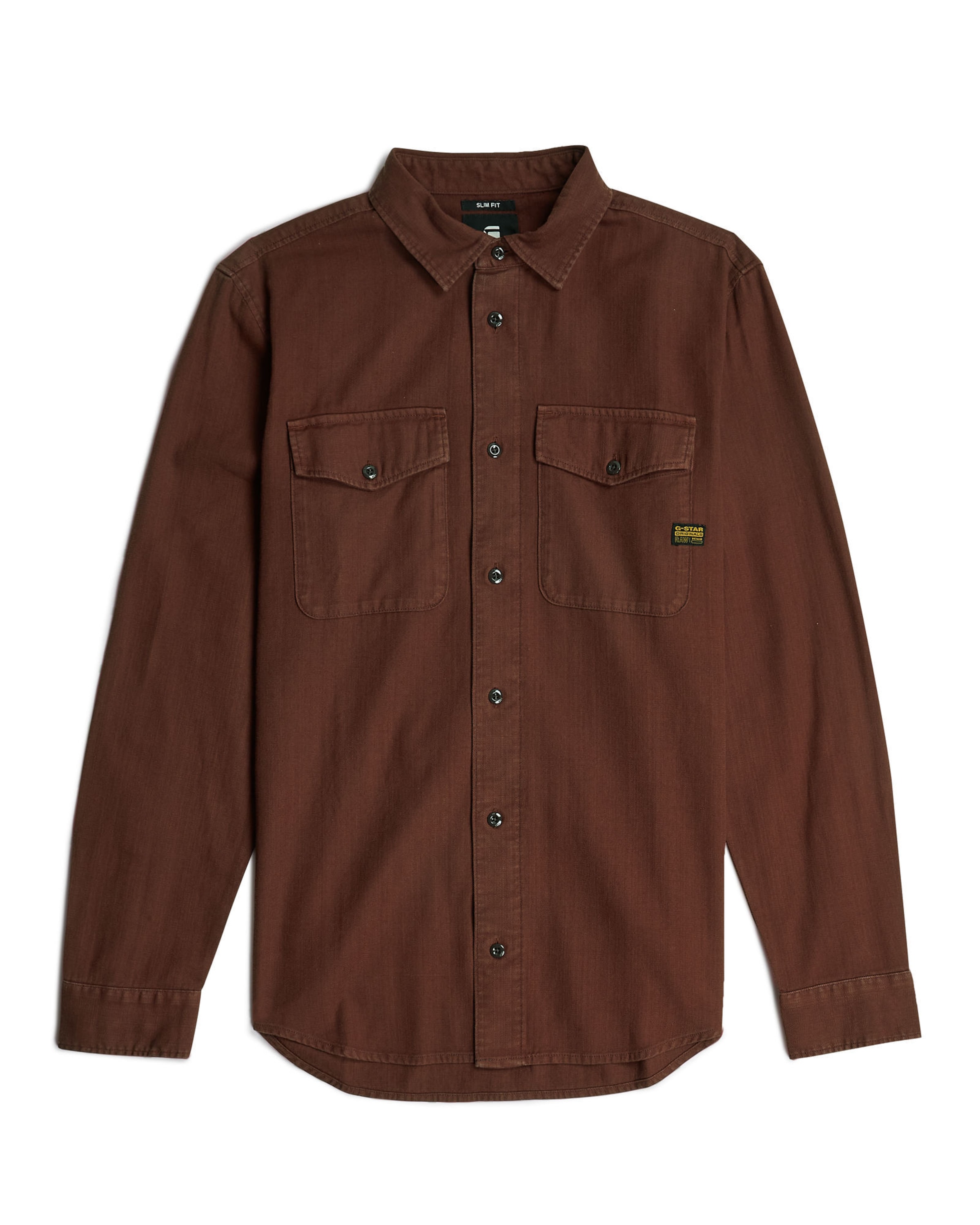 G-STAR Slim fit Button Up Shirt in Brown: front