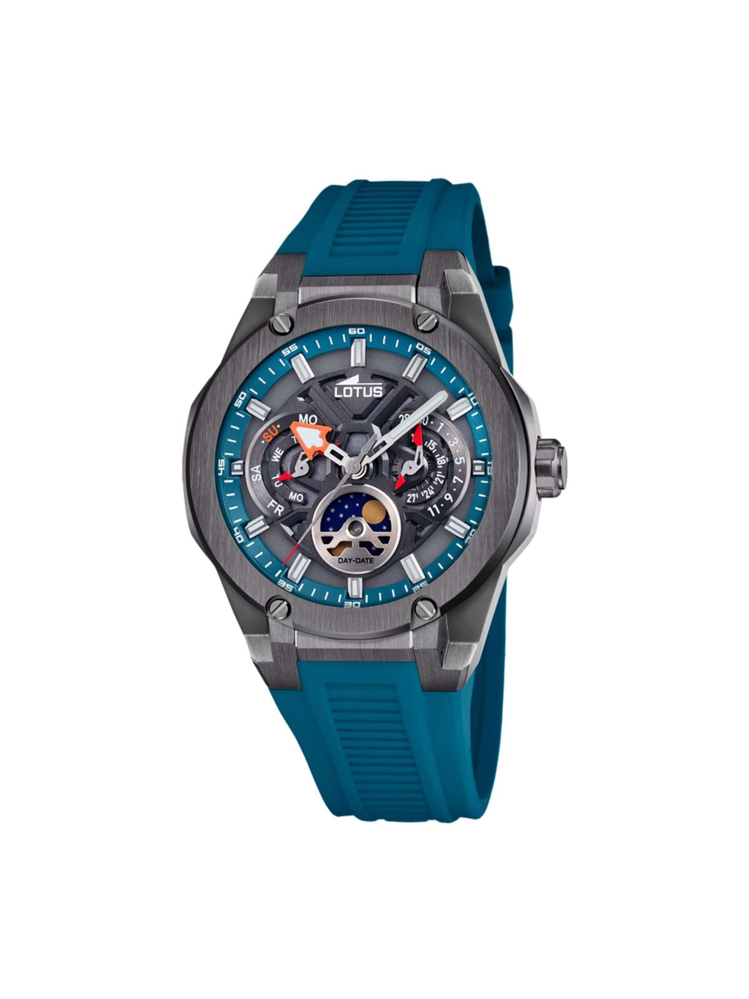Montre à affichage analogique Lotus en bleu : devant