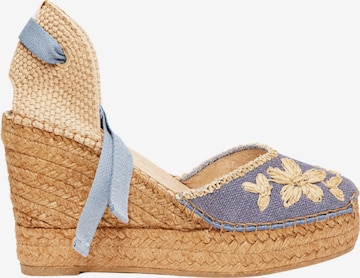 Alhamas - Sandalias 'Alpargata Cuña 10 cm' en azul: frente