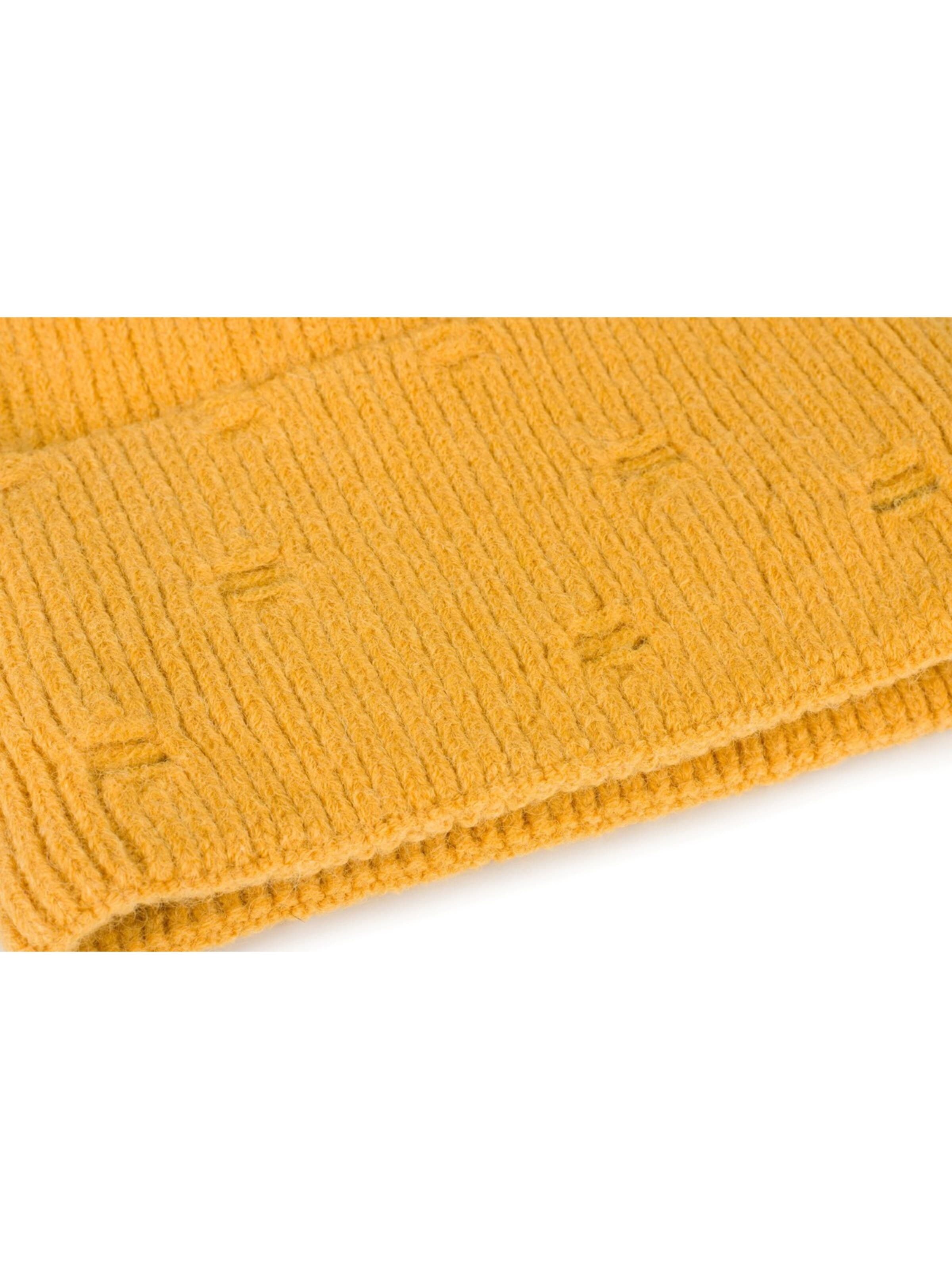 styleBREAKER Beanie 'Strickmütze mit Rippenmuster und Rissen' in Yellow