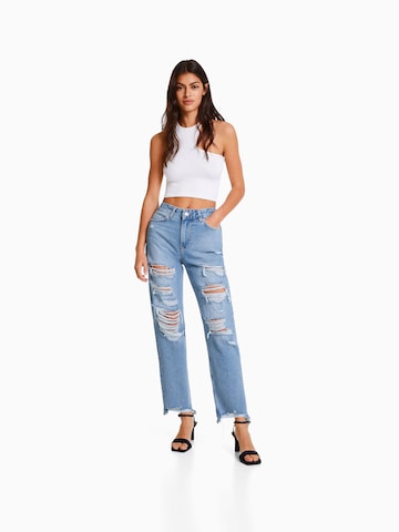 Bershka Loosefit Jeans in Blau