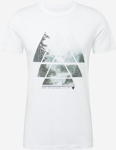 TOM TAILOR DENIM T-Shirt en gris / blanc, Vue avec produit
