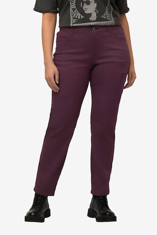 Ulla Popken Regular Cargo Pants in Purple: front