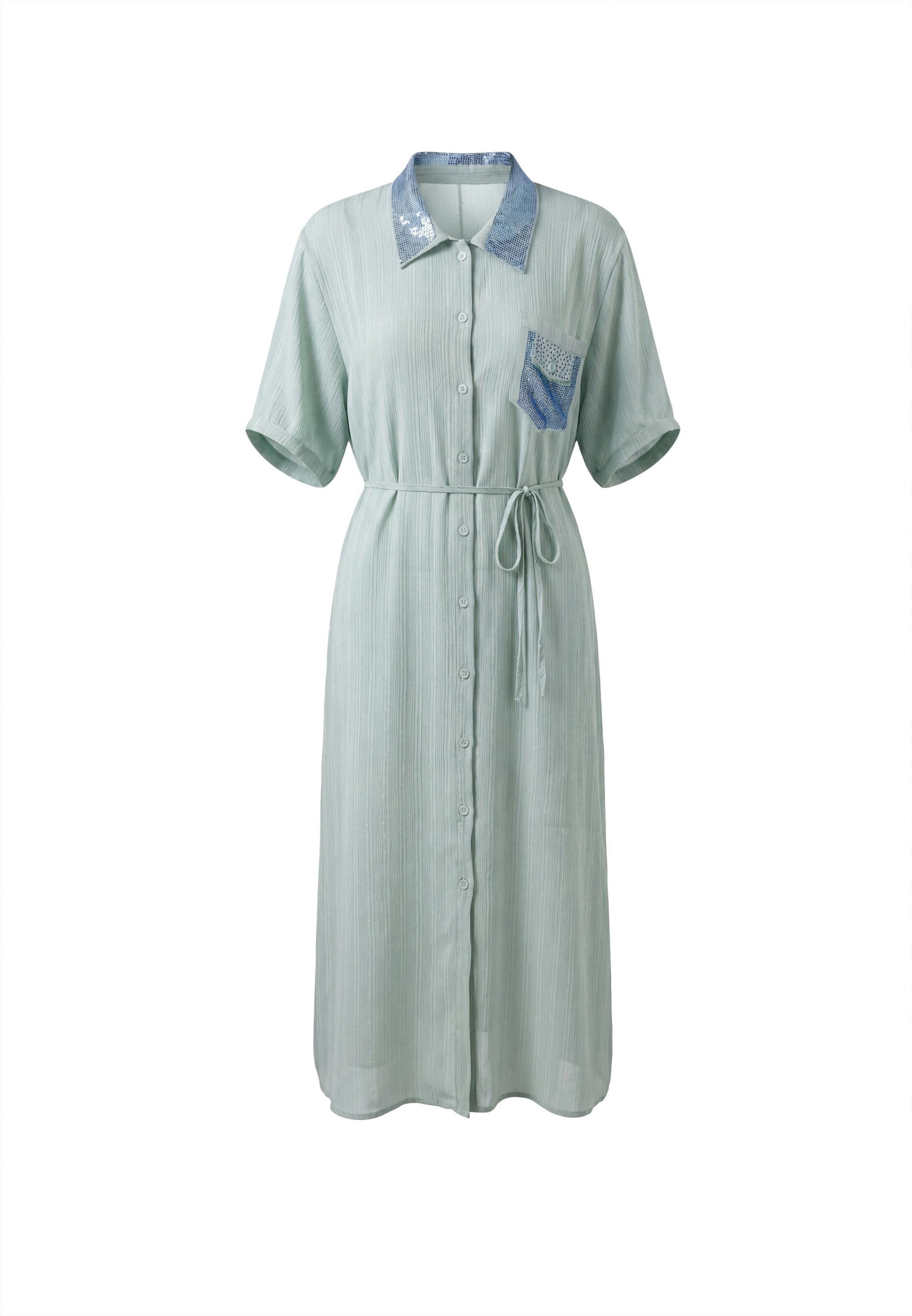 faina - Vestido camisero en verde: frente