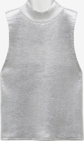 MANGO Knitted Top 'ALIEN' in Silver: front