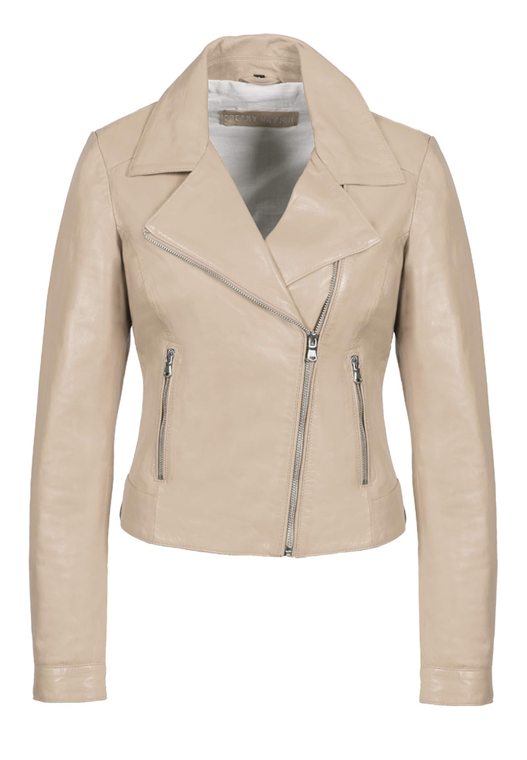 FREAKY NATION Tussenjas ' Bikerjacket ' in Beige: voorkant