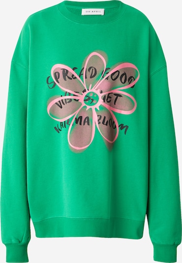 OH APRIL Sweater majica 'Good Vibes' u limeta / svijetloroza / crna, Pregled proizvoda
