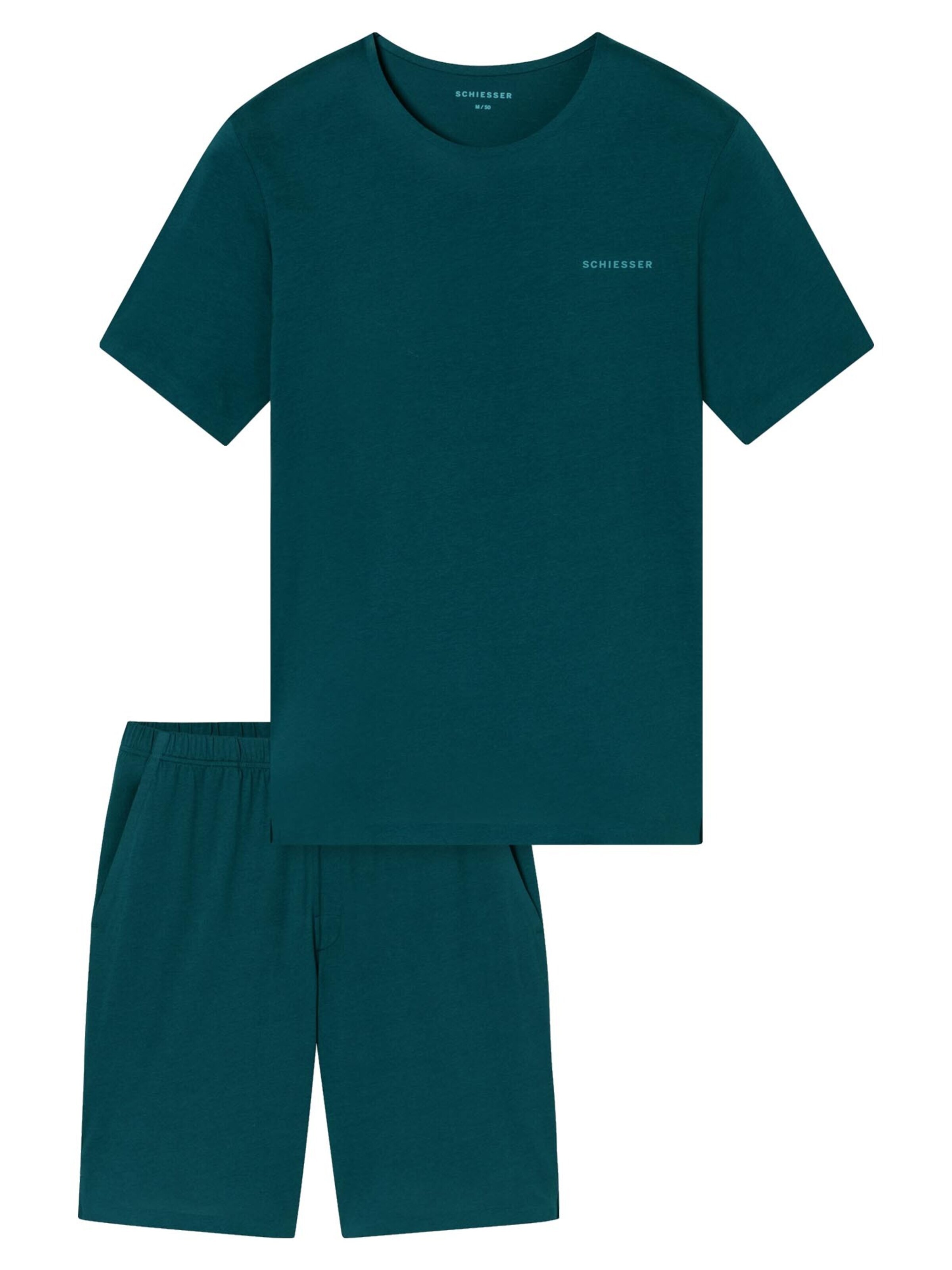 SCHIESSER Pyjama kurz 'Modern Bonded'‌‌‌‌‌‌‌‌ in M in dunkelgrün, Produktansicht