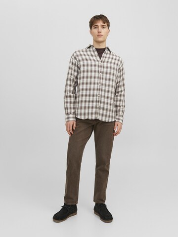 JACK & JONES Comfort fit Overhemd in Beige