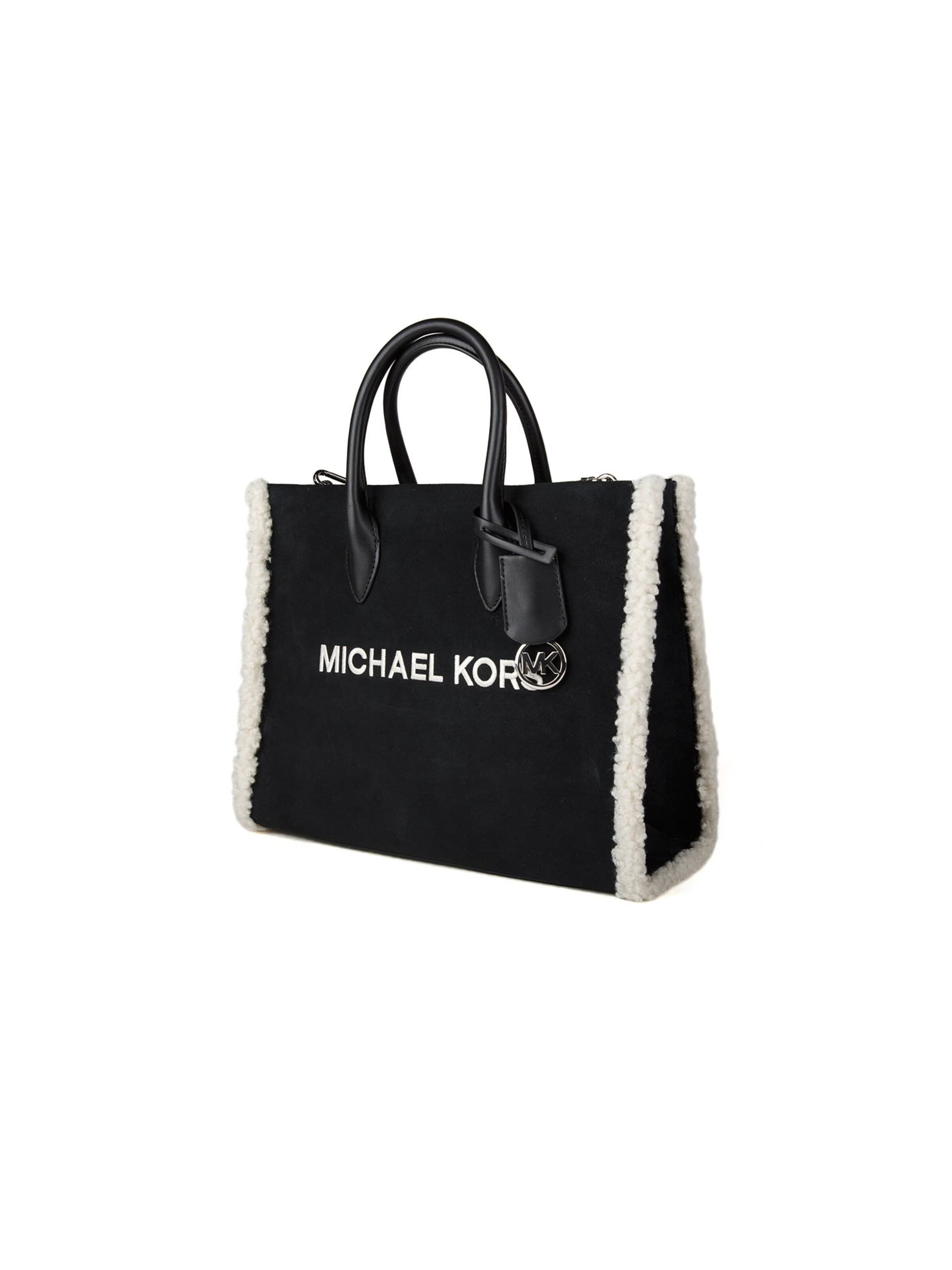 Michael Kors - Bolso de mano 'Mirella Medium Suede and Faux Shearling Tote Bag' en negro