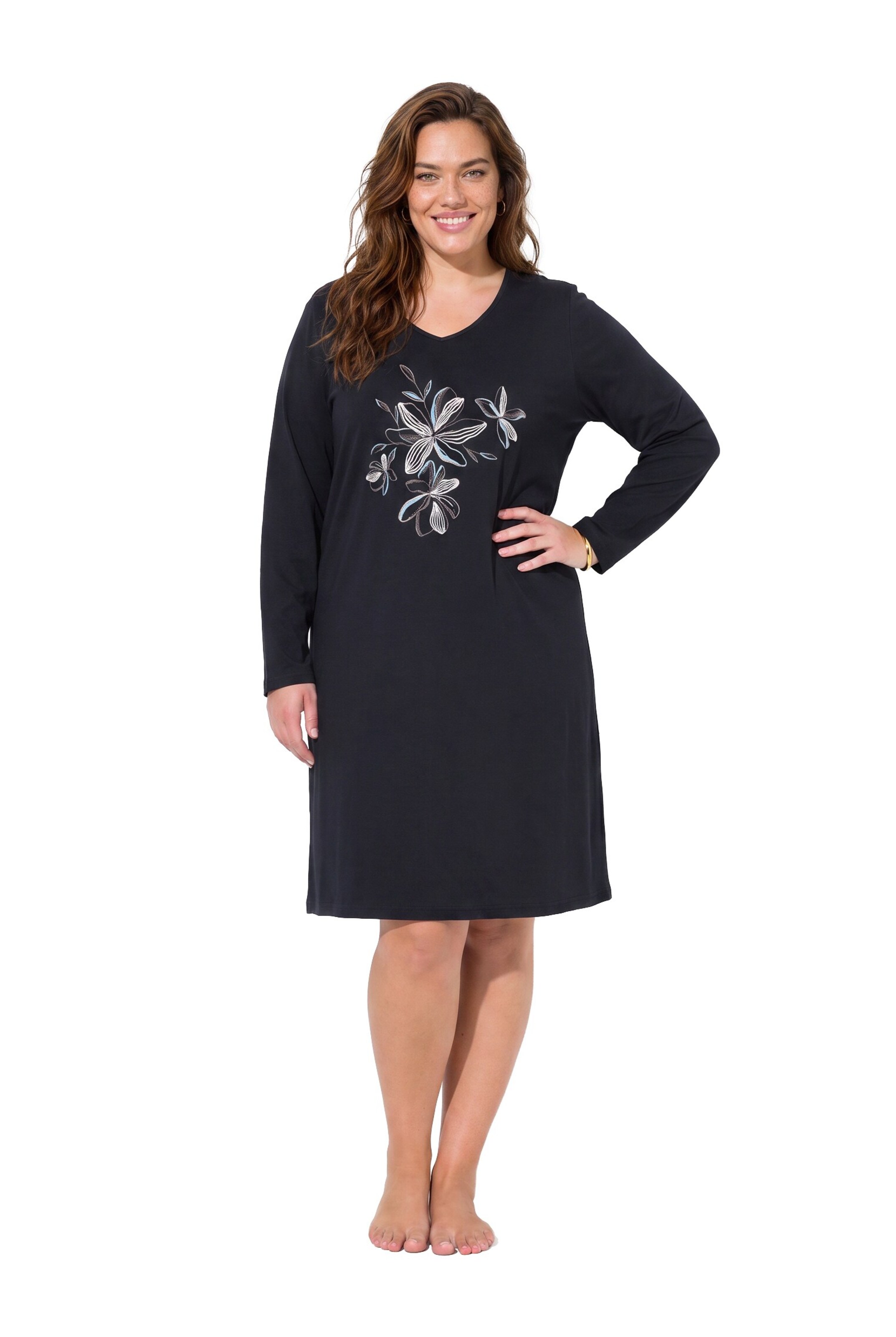 Ulla Popken Nightgown in Black: front