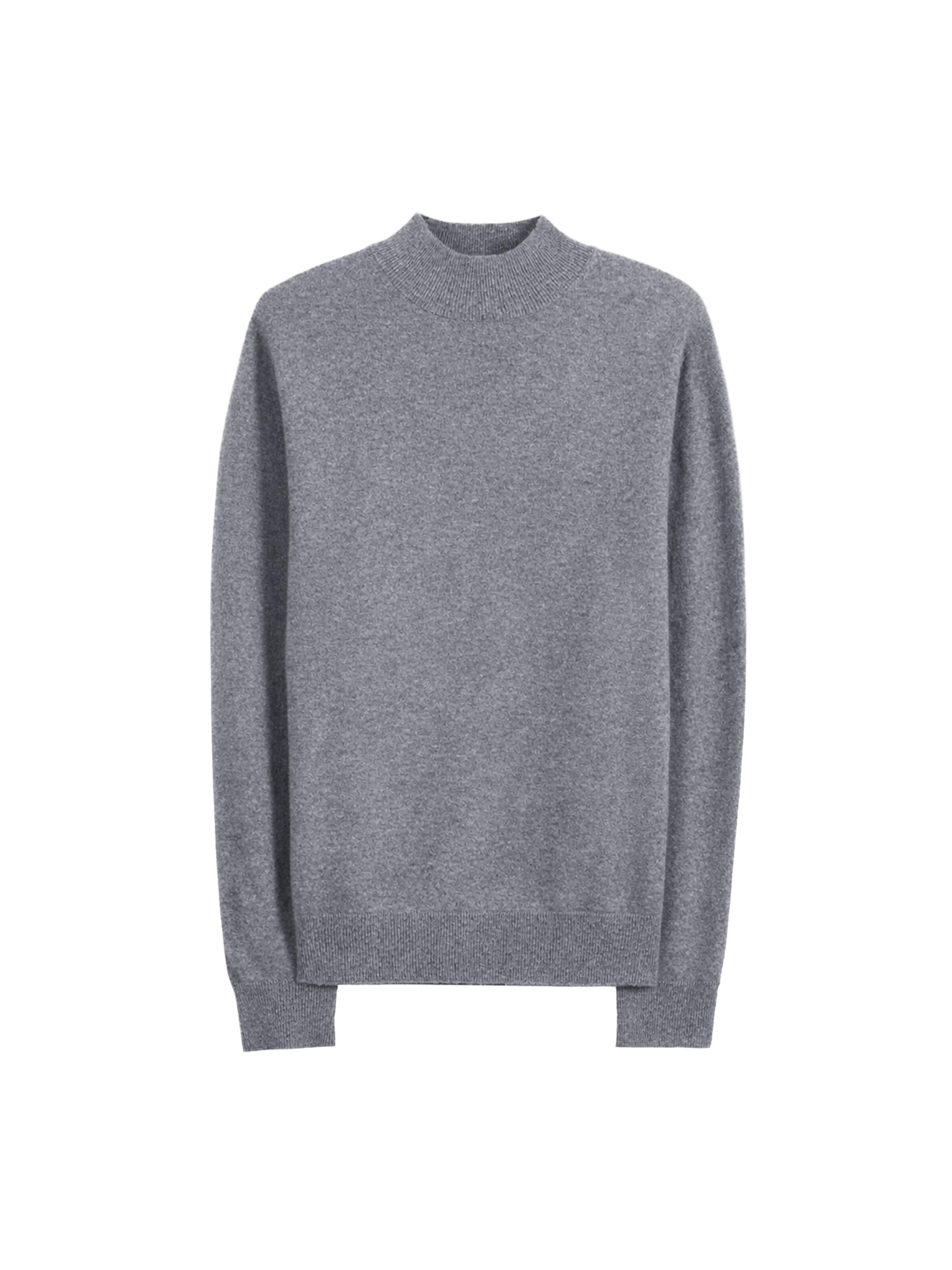 GOBI Cashmere Sweater 'Men's Timeless Mock Neck Cashmere Sweater' in Grey: front