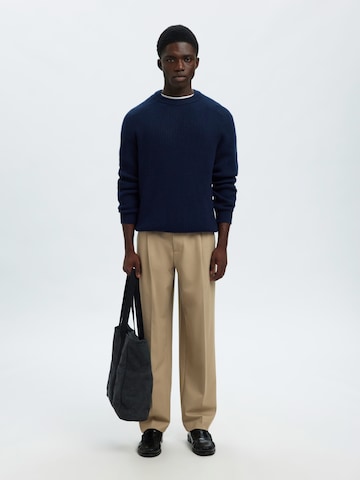 SELECTED Loosefit Bundfaltenhose 'SLH220' in Grau: Vorderseite