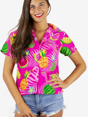 Chemisier 'Flamingo Melone' King Kameha en rose : devant