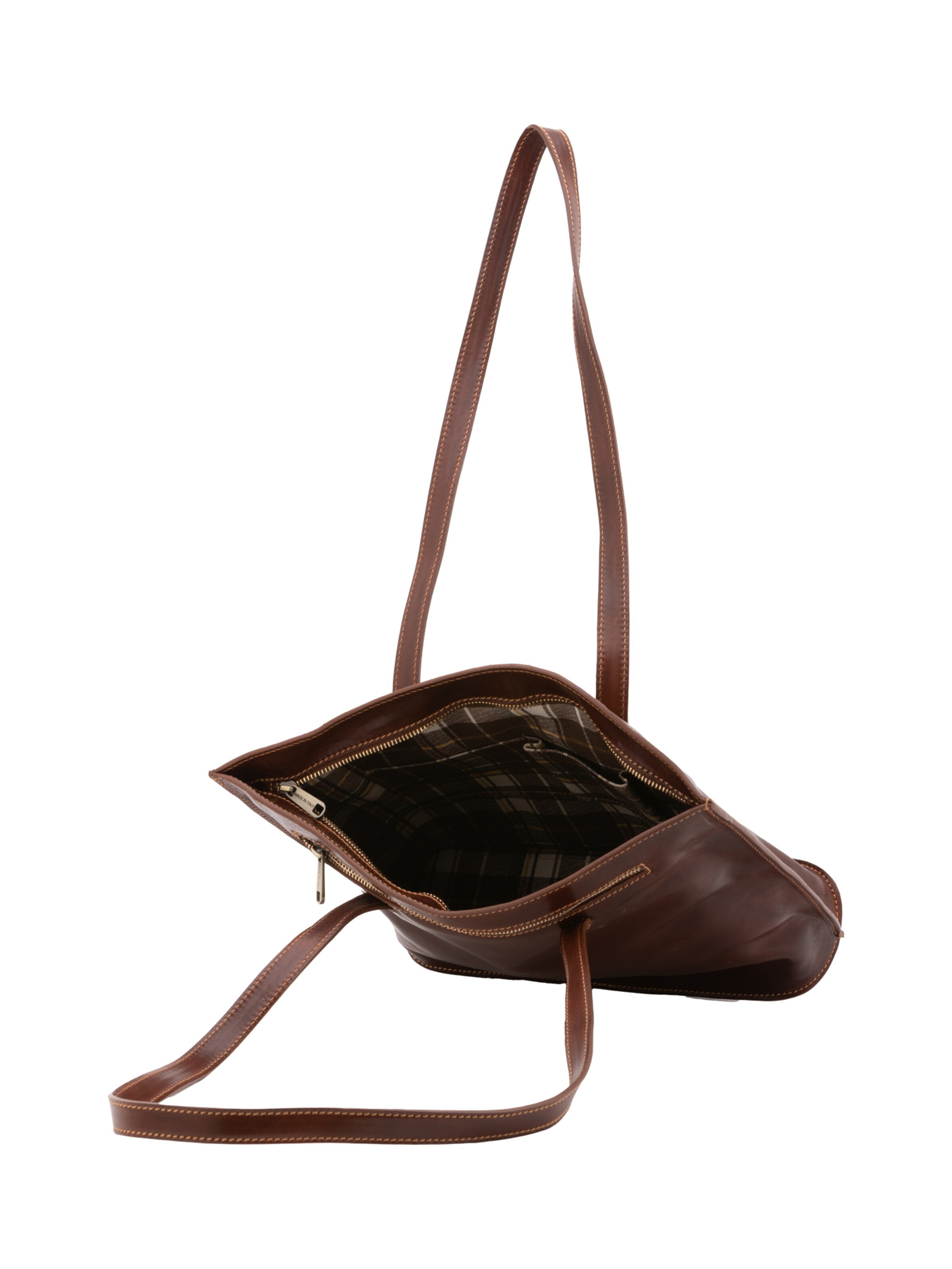 Borsa a spalla 'Borsa a Spalla Donna Pelle Vacchetta - Chiusura Zip Made in Italy' di I Fratelli in marrone