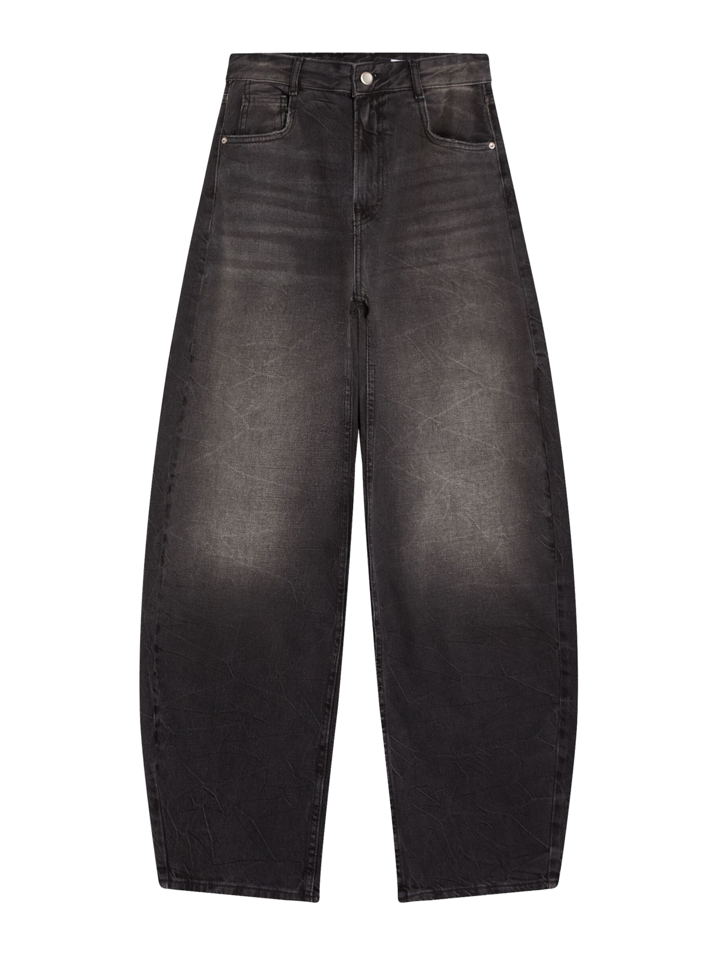 Barrel Jeans de la Bershka pe negru: față