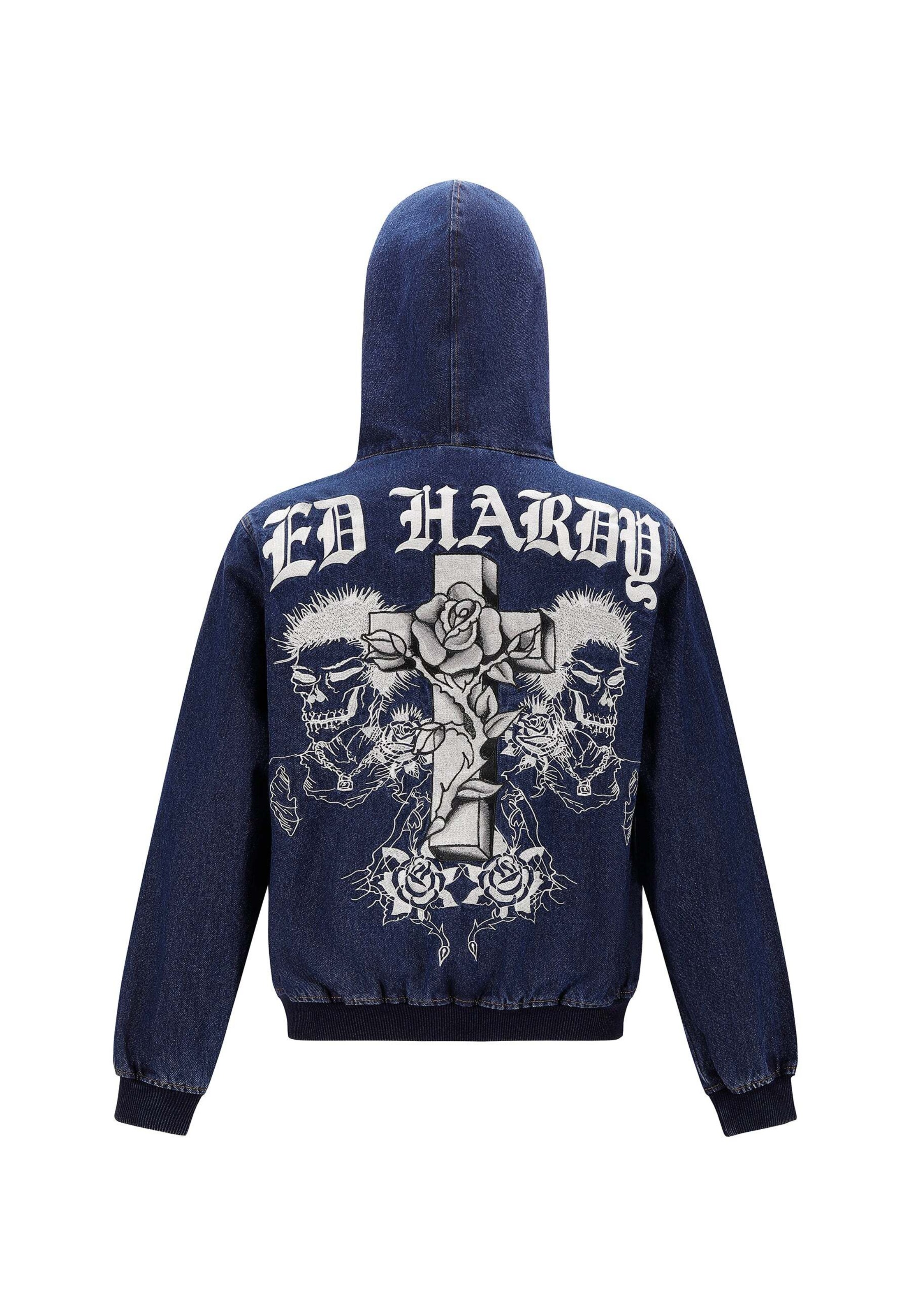 Ed Hardy Sweatjakke 'Flaming' i blå
