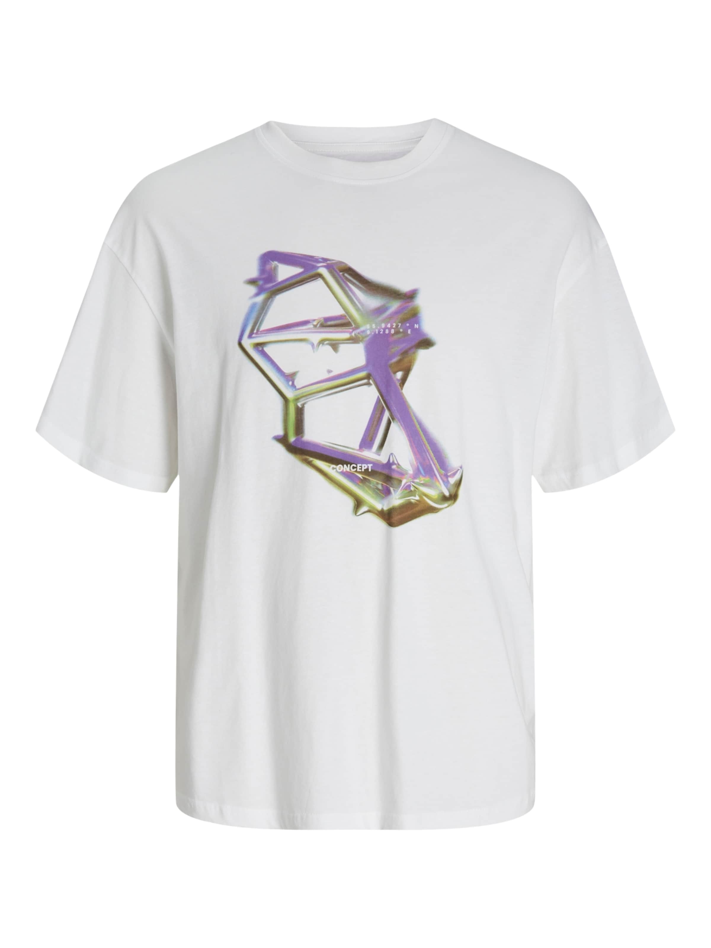 JACK & JONESMajica 'Flower' - bijela boja: prednji dio