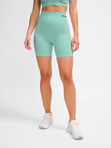 Hummel Skinny Sportovní kalhoty – zelená: přední strana