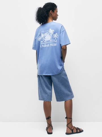 Pull&Bear Oversized tričko – modrá