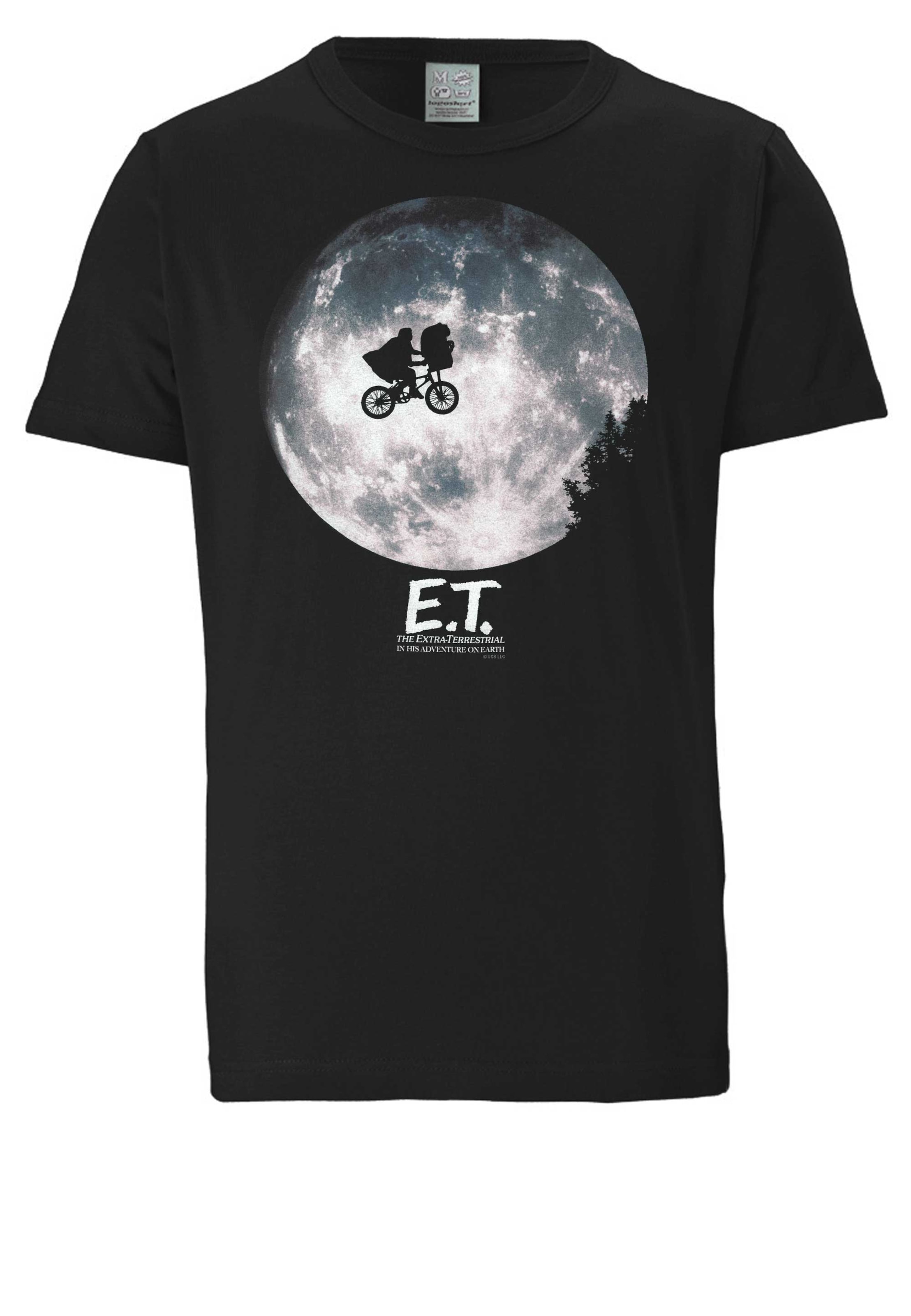 LOGOSHIRT T-Shirt 'E.T. - Mond' in Schwarz: Vorderseite