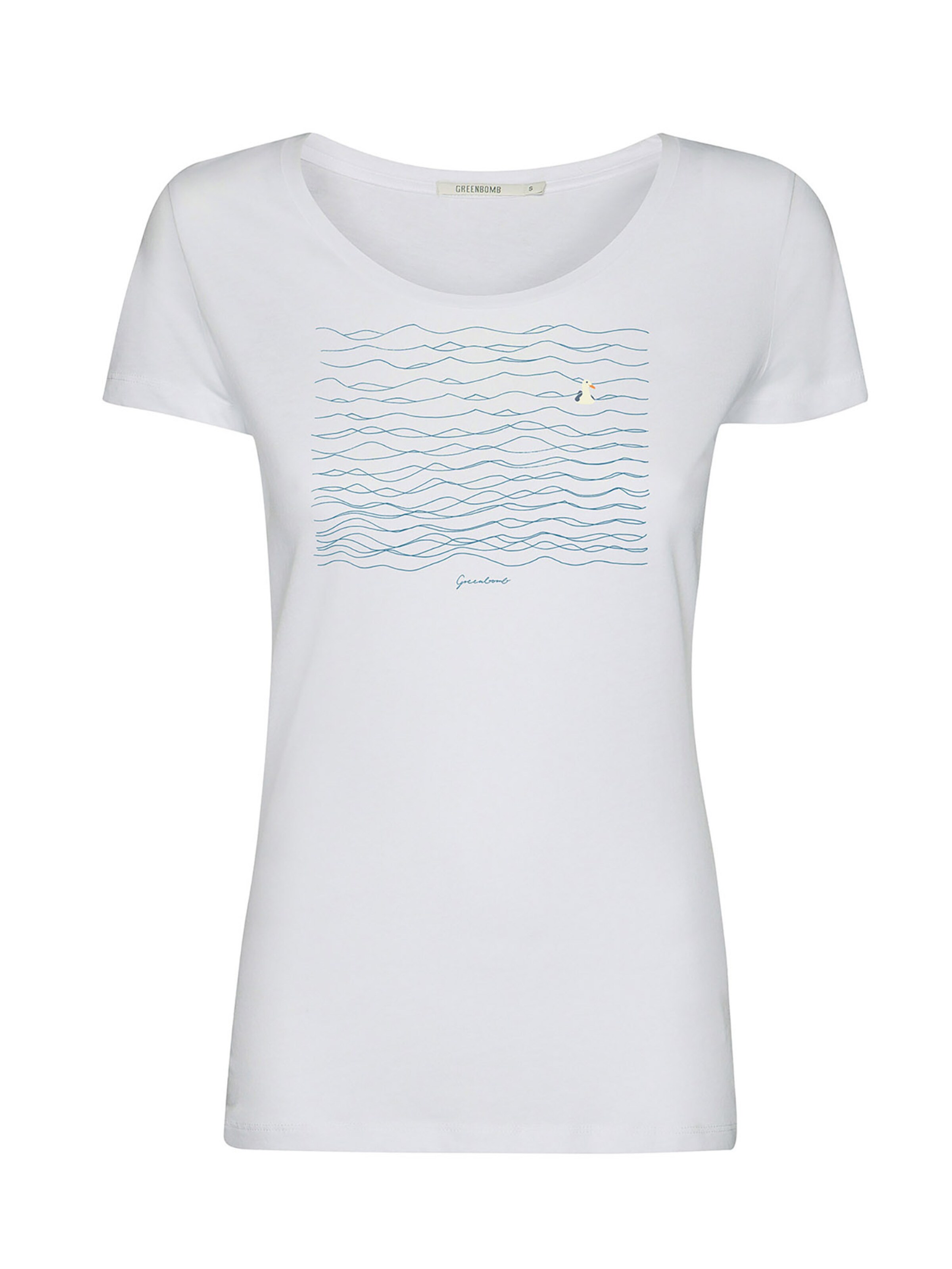 GREENBOMB T-Shirt 'Animal Seagull Waves' in Weiß: Vorderseite