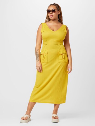 Warehouse Curve Dress in Yellow