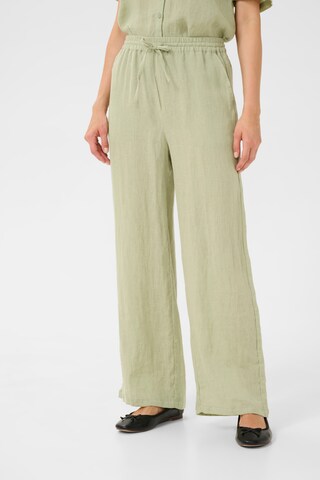 Cream Wide leg Broek 'Bellis' in Groen: voorkant