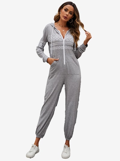 KoJooin Jumpsuit 'Damen Overall mit Print, Kapuze, Kordelzug, langen Ärmeln und Taschen Bequemer Freizeit Jumpsuit' in XL in Grey, Item view