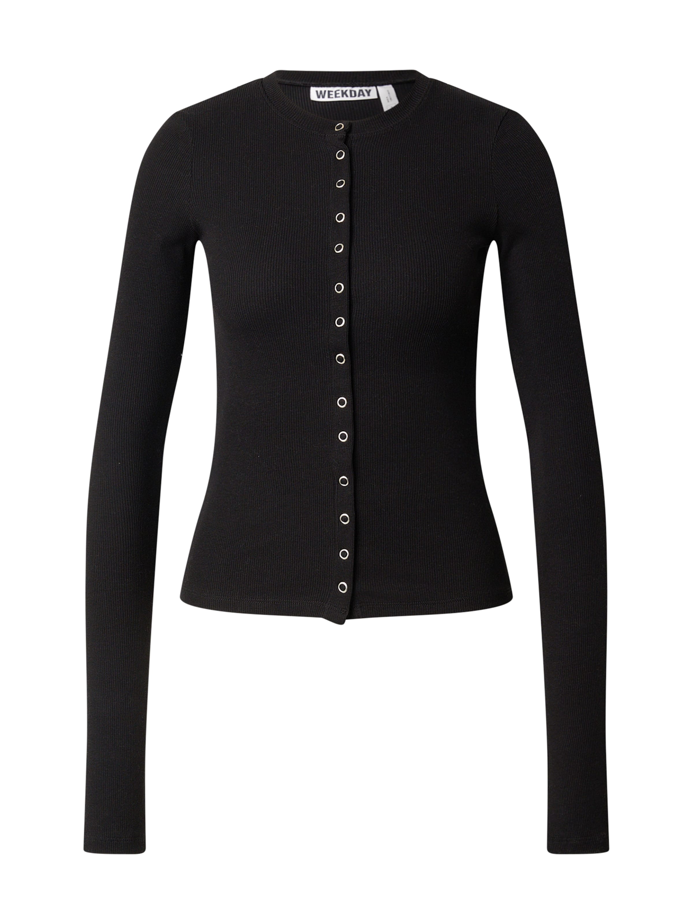 WEEKDAY Вязаная кофта в Черный: спереди