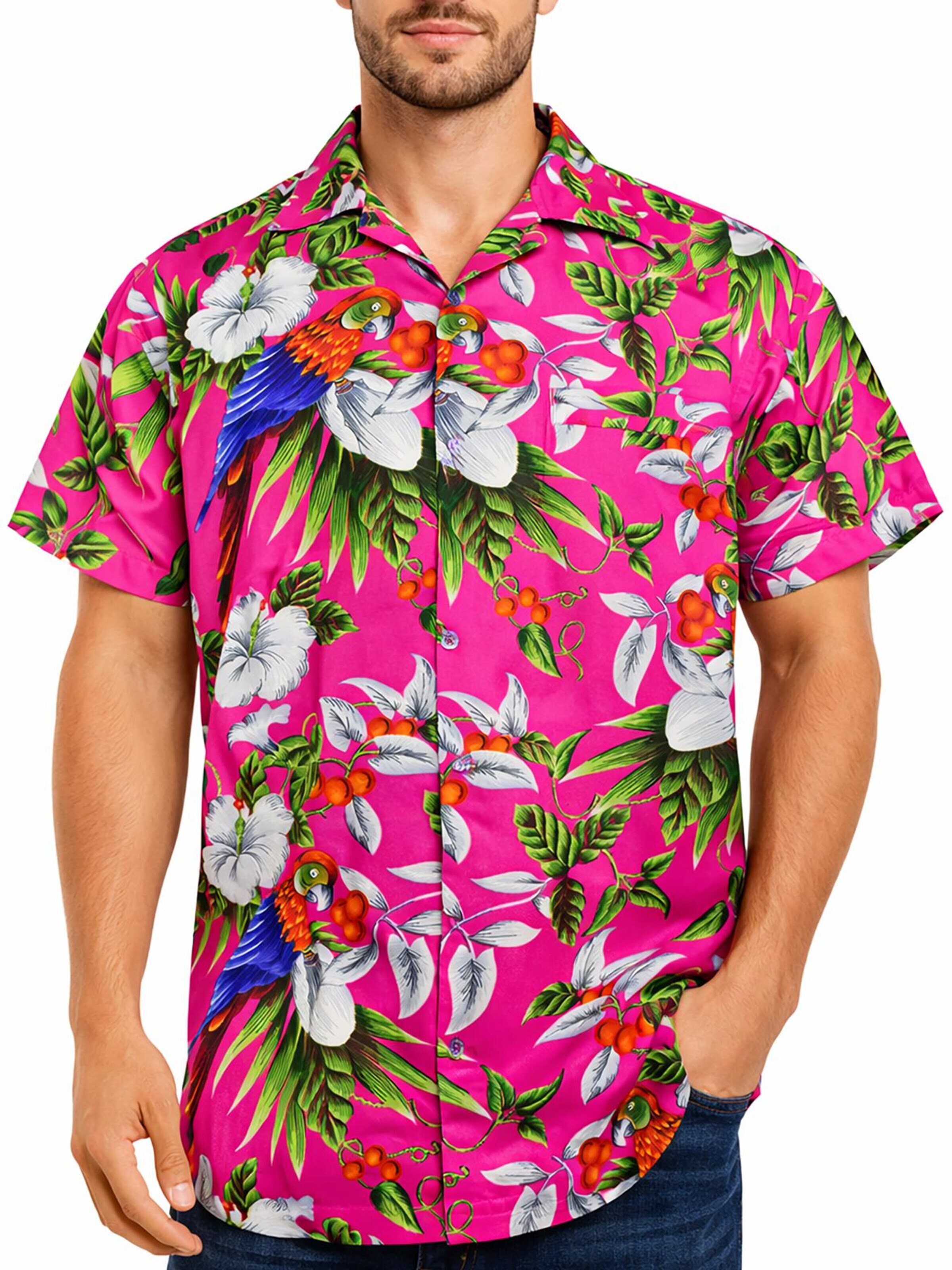 King Kameha T-shirt 'Cherryparrot' i rosa