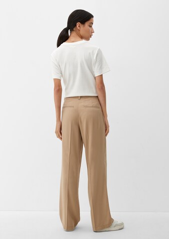 s.Oliver Wide leg Trousers with creases in Beige