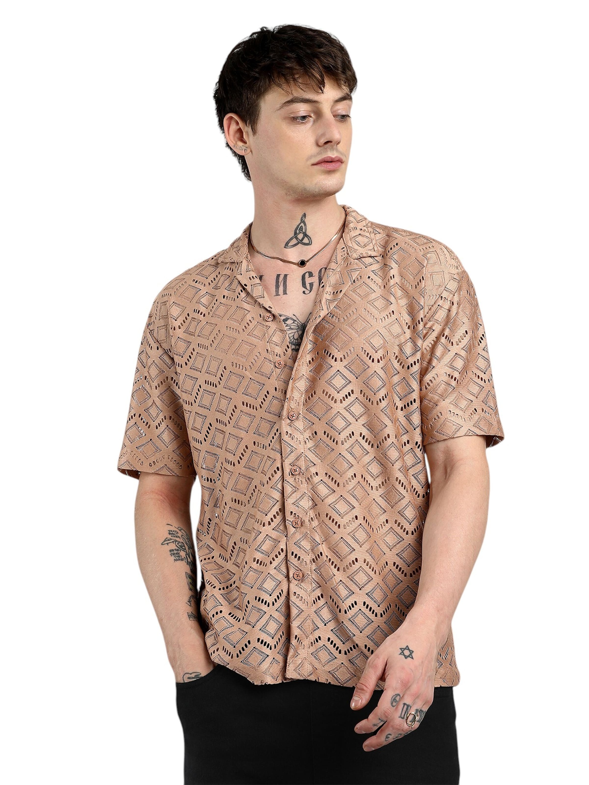 Campus Sutra Средняя посадка Рубашка 'Tamsyn' в Коричневый: спереди