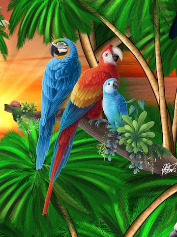 Hawaiihemdshop.de Regularny krój Koszula 'Hawaiihemd "Jungle Parrots"' w kolorze zielony