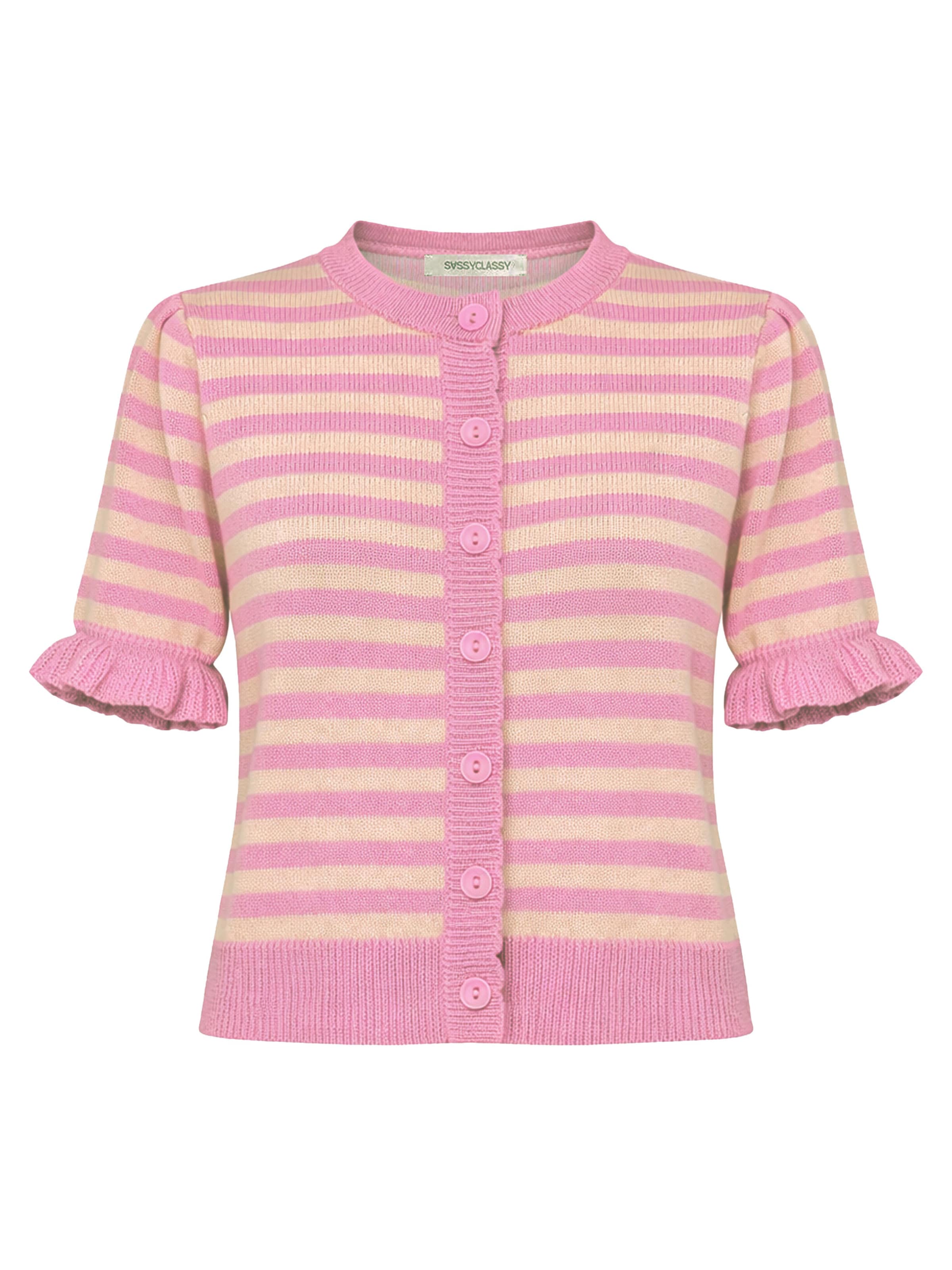 SASSYCLASSY Knit Cardigan in Pink: front