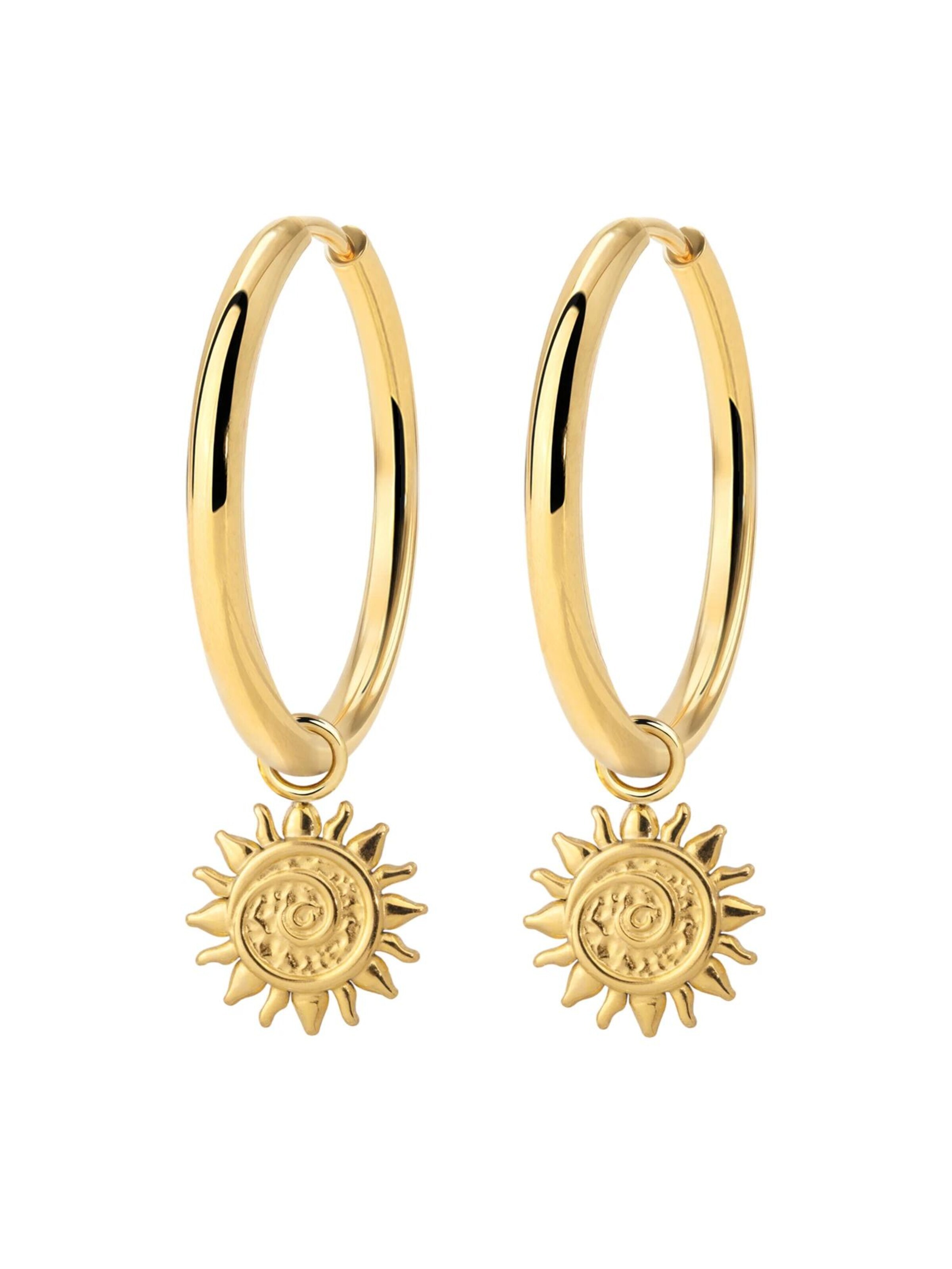 Luamaya Earrings 'Sunny Swirl Hoop Set Large' in Gold: front